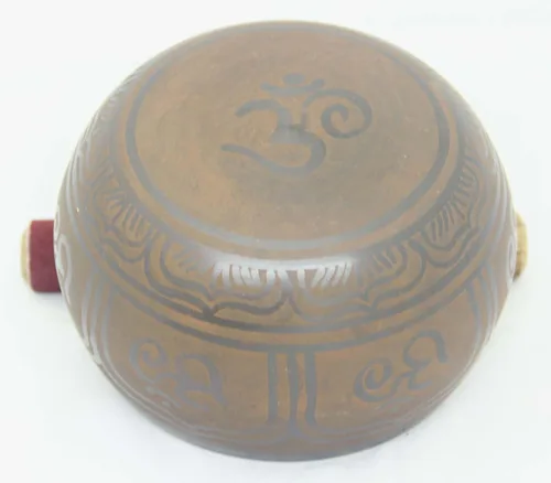 Miniatura 2 de Cuenco tibetano grande de 5.5 pulgadas OM Peace con mazo y cojín
