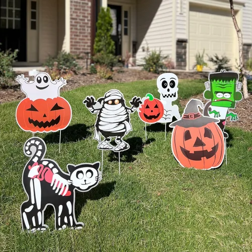 Miniatura 11 de 3 letreros de patio para accesorios de Halloween, estacas de calabaza, fantasma, monstruo, estacas para decoración de Halloween, decoración