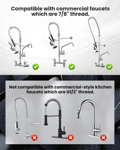 Miniatura 7 de Válvula rociadora de fregadero comercial con manguera: iVIGA 38" Manguera de pulverización de cocina comercial flexible de acero inoxidable