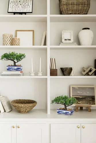 Miniatura 4 de Árbol bonsái artificial con maceta de porcelana azul y blanca, bonsái falso para decoración de escritorio de oficina en casa, decoración oriental