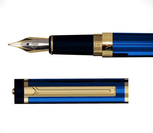 Miniatura 4 de Pluma estilográfica Dryden Luxury, clásica y moderna, de colección ejecutiva y vintage, idea de regalo de negocios y para la caligrafía, Azul Azul