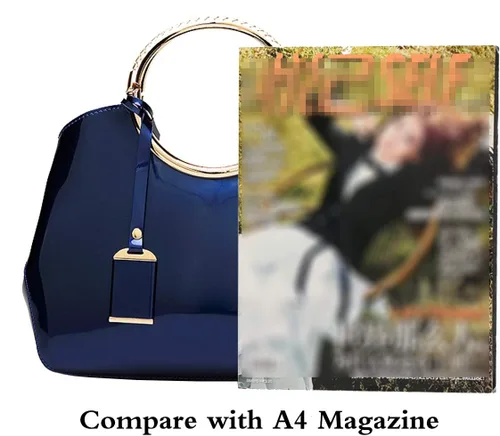 Miniatura 6 de Rullar Bolso elegante de las mujeres y bolso de la manija superior del bolso de la manija de la bolsa de cuero de patente de la totalizador
