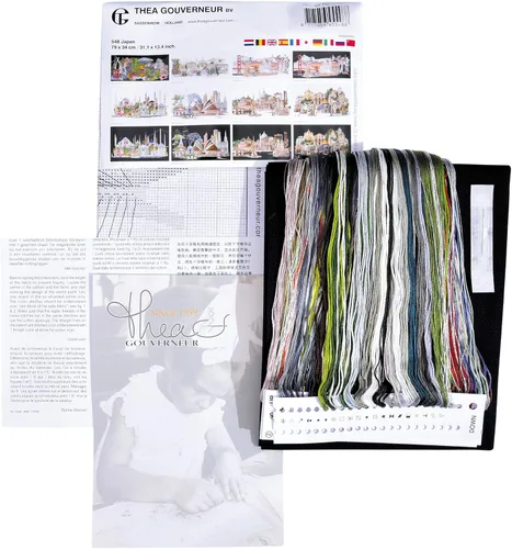 Miniatura 3 de Thea Gouverneur - Kit de punto de cruz, negro japonés, negro Aida, 18 unidades, kit de bordado para adultos, hilos de bordado DMC y otros