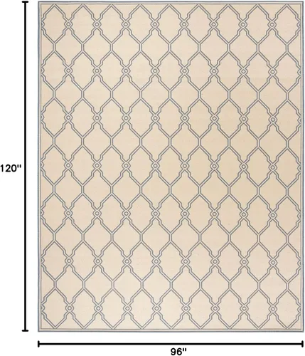 Miniatura 2 de SAFAVIEH Alfombra lavable para exteriores Linden Collection - 8 x 10 pies, crema y azul, no desprende pelusa y fácil de limpiar, ideal para patio