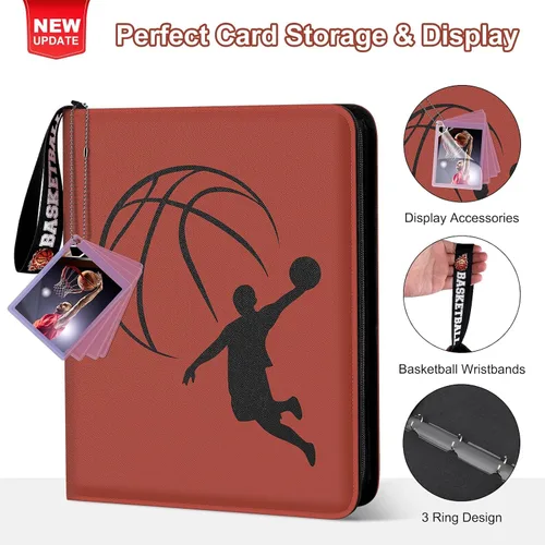 Miniatura 2 de Carpeta de tarjetas de baloncesto con 440 bolsillos, carpeta de tarjetas deportivas con diseño de visualización de tarjetas, álbumes de tarjetas