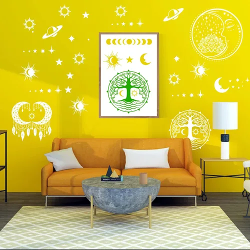 Miniatura 8 de 9 plantillas grandes de mandala de sol y luna, plantillas de pintura para manualidades, plantillas reutilizables, plantillas celestiales