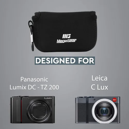 Miniatura 6 de MegaGear Panasonic Lumix DC-ZS200, TZ200, Leica C-Lux - Funda de neopreno ultra ligera, con mosquetón, color negro