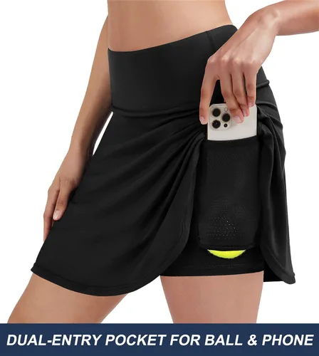 Miniatura 2 de Ewedoos Falda de tenis para mujer con 3 bolsillos de cintura alta, falda pantalón atlética de golf, faldas de tenis para mujer