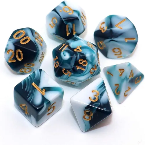 Miniatura 15 de Juego de dados DND de brillo azul y rojo para juegos de rol de Calabozos y Dragones, Warhammer, D&D, juegos de mesa, dados poliédricos Rojo mezclado