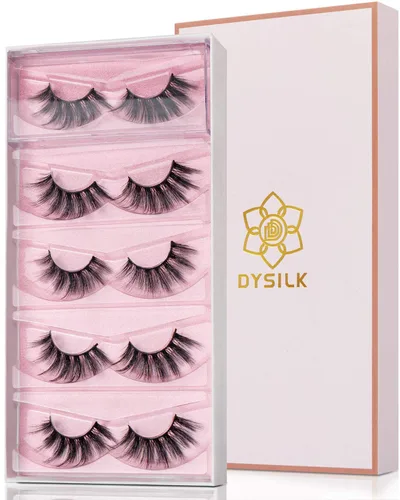 Miniatura 22 de DYSILK Pestañas postizas Wispy - Pestañas postizas de visón 5 pares 6D Extensión de pestañas postizas falsas de visón, Pestañas postizas naturales 5