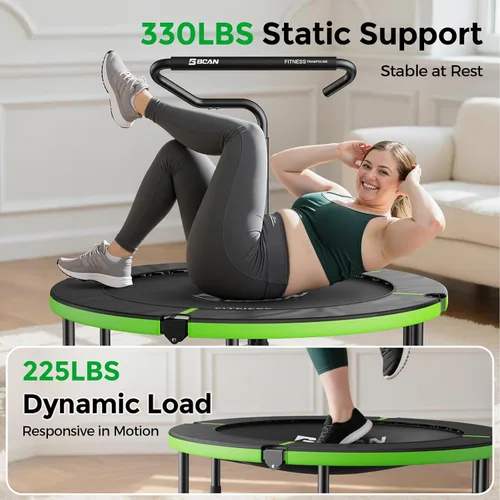 Miniatura 4 de BCAN 40"/38" Foldable Mini Trampoline, Rebounder Trampoline for Adults, U/T Adjustable Foam Handle, Exercise Rebounder for Adults Indoor/Garden