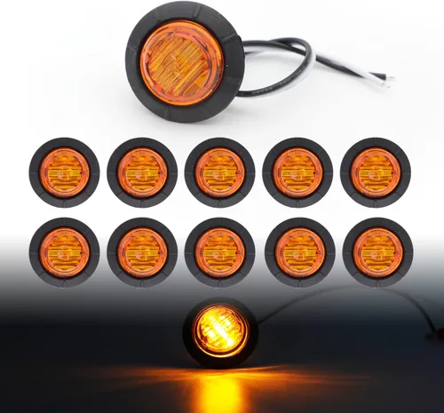 Miniatura 8 de TMH Luces marcadoras laterales redondas de 1-1/4 pulgadas, 6 luces LED de bala blanca, luces marcadoras LED de remolque, montaje en superficie