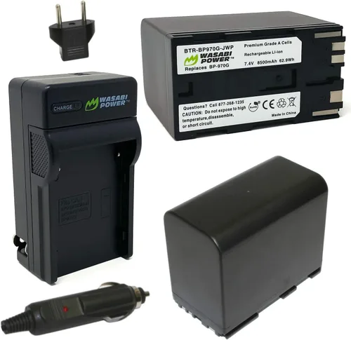 Wasabi Power Paquete de 2 cargadores de batería para Canon BP-970G, BP-975 y Canon EOS C100 Mark II, C300 PL, C500 PL, GL2, XF200, XF205, XF300,