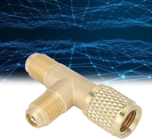 Miniatura 4 de 1/4 in válvula acoplador rápido adaptador en T, acoplador rápido acceso Tee HAVC vacío Tee adaptador de la camiseta refrigerante adaptador