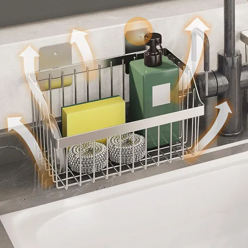 Miniatura 3 de SUS304 - Cestas de almacenamiento colgantes de acero inoxidable para montaje en pared, estante de almacenamiento de alambre de metal para cocina