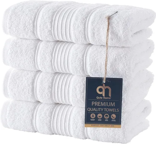 Miniatura 49 de Juego de 4 toallas de baño, 100% algodón turco prémium, toallas turcas de alta calidad para baño, de secado rápido, suaves y absorbentes, incluye 4