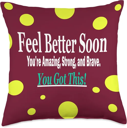 Miniatura 5 de DesignsByKelley Best Wishes Fast Recovery Gifts Feel Better Soon Gifts for Women Kids - Almohada de recuperación (16.0 x 16.0 in), multicolor