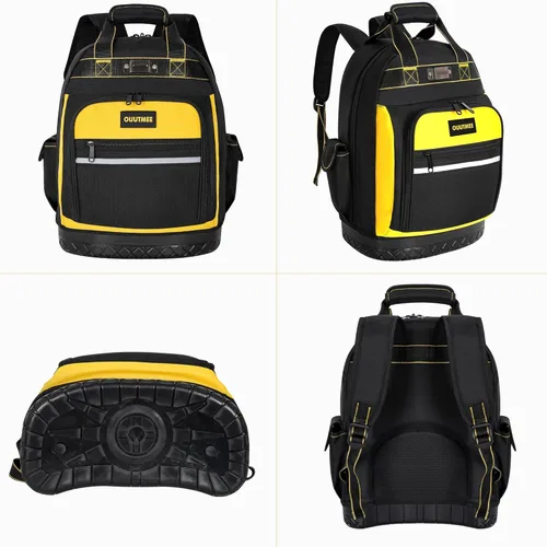 Miniatura 5 de Mochila de herramientas, bolsa de herramientas de trabajo con bolsillos multiusos, mochila de herramientas para reparador, electricista, manitas