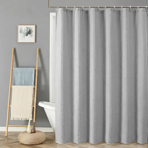 Miniatura 11 de Aiyufeng Moga - Cortina de ducha verde salvia, cortinas de ducha texturizadas en relieve 3D para baño, cortina de baño de tela de poliéster de lujo