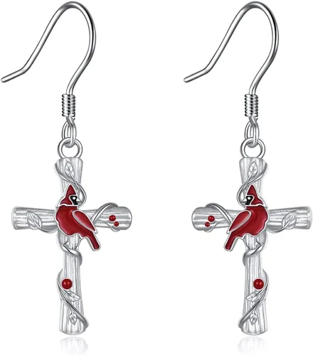 Miniatura 60 de POPKIMI Bonitos aretes colgantes de animales, joyería de animales, regalos de cumpleaños y Navidad para mujeres, aretes de ópalo de cristal de plata