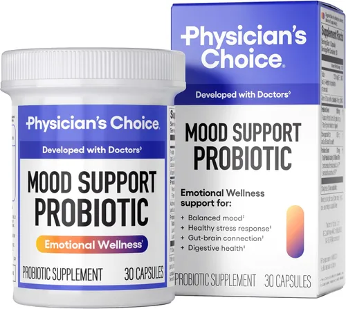 Physician's CHOICE Probiótico de apoyo al estado de ánimo: apoya un estado de ánimo equilibrado, respuesta saludable al estrés y salud digestiva con