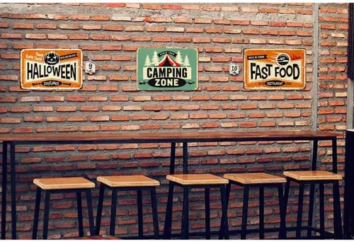 Miniatura 4 de AOYEGO Letrero de hojalata con zona de campamento, letreros de metal vintage para cafeterías, bares, bares, bares, tiendas, tiendas, letreros