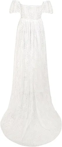 Miniatura 5 de Vestido de maternidad para mujer, con encaje, fotografía, vestido de embarazada, con volantes, largo, para sesión de fotos