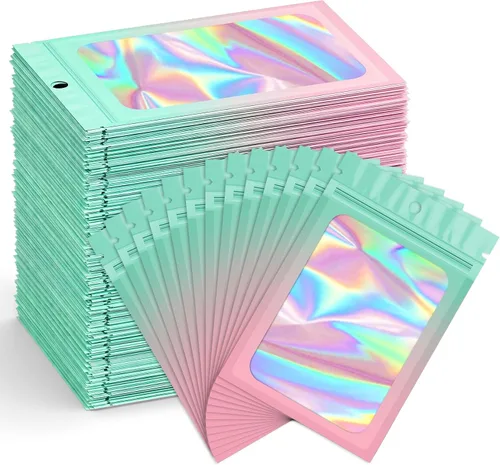 Miniatura 26 de Funfery Paquete de 300 bolsas resellables para almacenamiento de alimentos, bolsas transparentes de Mylar, bolsa de embalaje, comestibles, bolsa a