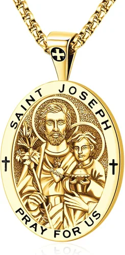 Miniatura 195 de Eusense Saint Necklace Sterling Silver 925 Protection Jewelry for Men Women Patron St Medals Amulet Pendant