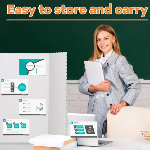 Miniatura 4 de Henoyso 4 piezas de 36 x 48 pulgadas de tablero de póster blanco de triple pliegue grande, tablero de presentación desplegable de papel duro blanco