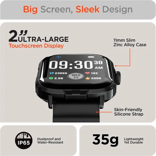 Miniatura 2 de HyperGear FIT X2 Smartwatch + monitor de actividad física con pantalla LCD IPS grande de 2 pulgadas, frecuencia cardíaca, oxígeno en sangre, calidad