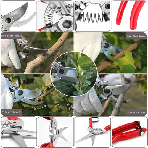 Miniatura 7 de Tijeras de podar con cuchillas de acero inoxidable SK5 + punta recta tijeras de jardinería tijeras de jardín tijeras de jardín tijeras