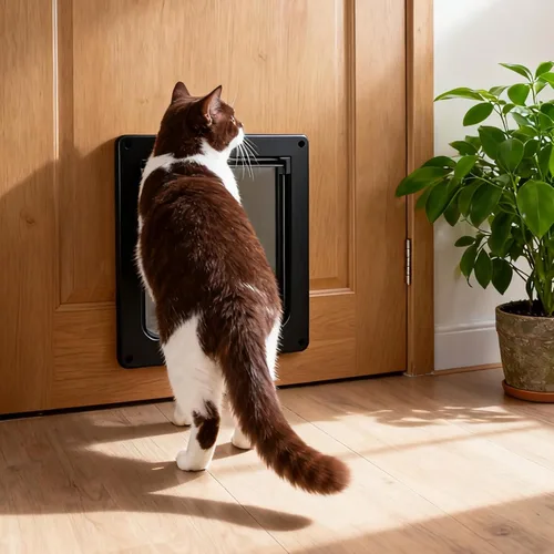 Miniatura 6 de HEEPDD Interior Exterior Cat Door, 4 Way Lock Pet Door with ABS Material Easy to Set Up and Simple Installation for Cabinets Garages Rooms Cat Black