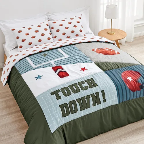 Miniatura 7 de Sweet Jojo Designs Juego de edredón individual de 2 piezas (deportes con parches de béisbol) para niños, ropa de cama para niños, ropa de cama