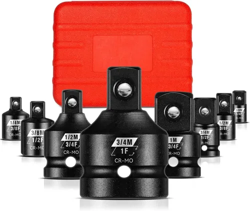 BLACKROBOT Juego de 8 adaptadores de enchufe de impacto, juego de adaptadores de enchufe de 1” 3/4” 1/4" 3/8" 1/2", juego de adaptador cuadrado y