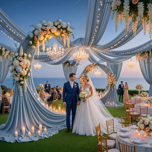 Miniatura 31 de Cortina de techo beige de 10 x 40 pies para fiestas de boda – 2 paneles sin arrugas de 40 pies de largo cortinas drapeadas para bodas, cumpleaños