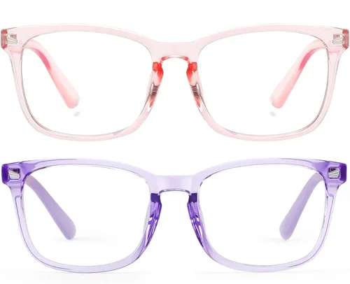 Miniatura 11 de Lentes de bloqueo de luz azul para niños, niñas, para computadora, juegos, televisión, marco de anteojos ligeros Paquete de 2 Negro+tortuga
