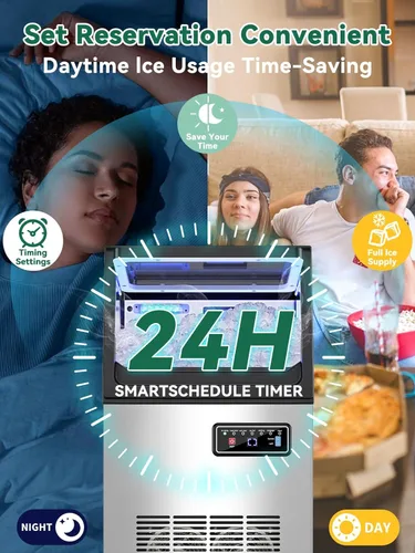 Miniatura 4 de Máquina comercial para hacer hielo en pepitas con contenedor de almacenamiento de 12 libras, 70 libras/24 horas de acero inoxidable debajo