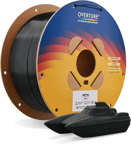 OVERTURE - Filamento PETG de 1/16 de pulgada (1.75 mm) para impresora 3D y FDM, bien enrollado, duradero, carrete de 4.4 libras, dureza firme,