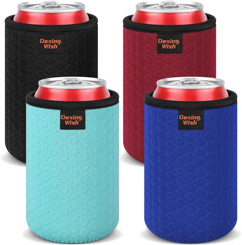 Miniatura 20 de 4 paquetes de fundas aisladas para latas delgadas de 12 onzas, con relieve en panal, fundas aisladas de neopreno para latas delgadas de refresco