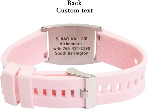 Miniatura 94 de OPALSTOCK Pulseras médicas personalizadas de silicona ajustable para identificación de emergencias, grabado gratuito, 9 pulgadas, resistente al