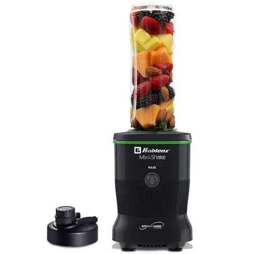 Koblenz Mix&Shake Blender, Licuadora portátil de 20 onzas, motor de 600 W, pulso, funciones de encendido/apagado, cuchillas de acero inoxidable,