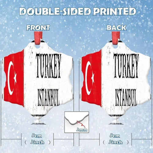 Miniatura 7 de Adornos de Navidad de Estambul 2023, bandera de pavo, decoraciones de Navidad para árbol, país, ciudad, recuerdo, fiesta, vacaciones, decoraciones