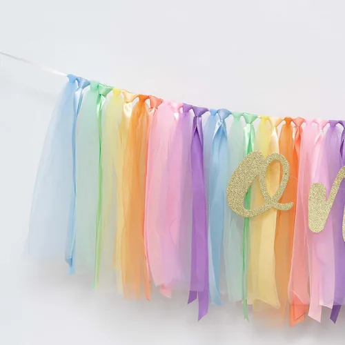 Miniatura 7 de Cartel para silla alta de arcoíris pastel, recuerdo de decoración de primer cumpleaños, telón de fondo de fotos de primer cumpleaños, tema de arco