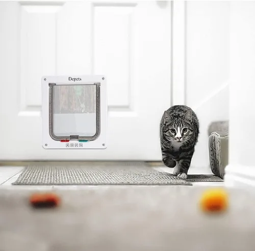 Miniatura 4 de Depets Puerta mediana con solapa para gatos con cerradura de 4 vías (tamaño exterior 7.5 x 7.8 pulgadas), kit magnético para puerta de mascotas