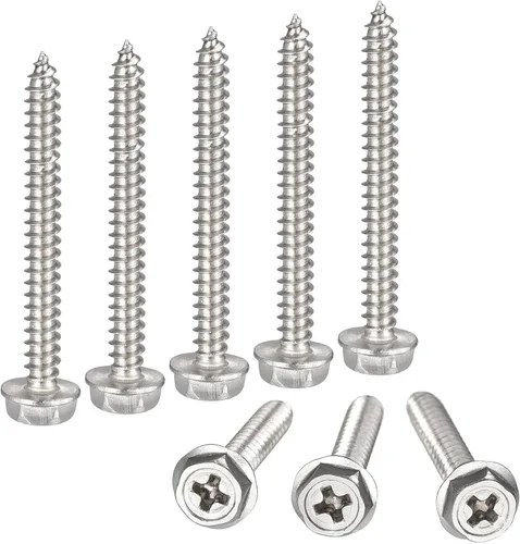 Miniatura 11 de uxcell Phillips - Tornillos autorroscantes para arandela hexagonal, M6 x 0.984 in, acero inoxidable 304, brida hexagonal, 25 piezas