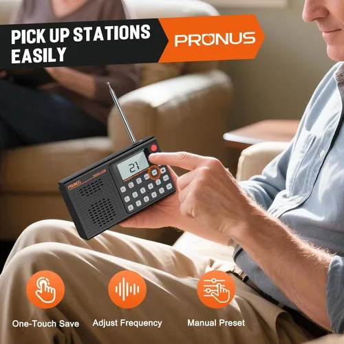 Miniatura 3 de PRUNUS J168 AM FM Radio Altavoz Bluetooth, preestablecido, excelente recepción, reproducción de tarjeta TF, temporizador de sueño, carga USB C