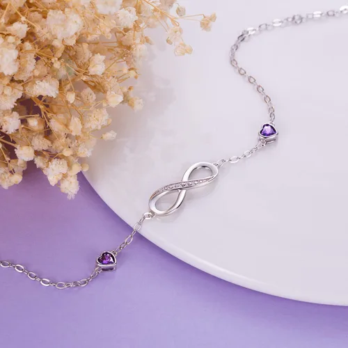Miniatura 3 de Pulseras Infinity Love para mujer, pulsera de plata de ley 925 para mujer, pulsera de símbolo de amor, pulsera ajustable, regalo de cumpleaños, día