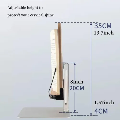 Miniatura 3 de GIZNXBA Soporte de libro para lectura de altura ajustable con clip de papel, soporte plegable manos libres, soporte de libro de texto para lectura
