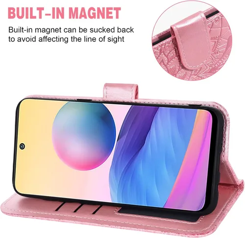Miniatura 3 de Asuwish Funda de teléfono para Xiaomi Redmi Note 10 5G con protector de pantalla de vidrio templado y cubierta de billetera de encaje Soporte
